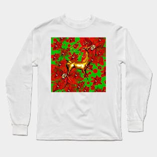 Reindeer and Poinsettia Long Sleeve T-Shirt